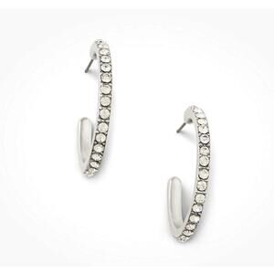 NWT Cabi Eternal Hoop Earrings #2276 Silver Shimmering Rhinestones Sparkle Post